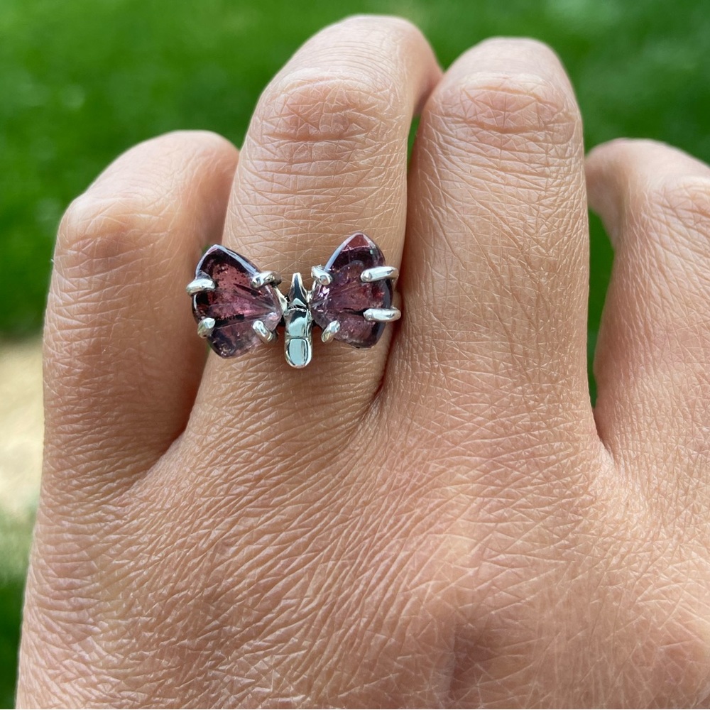 Tourmaline butterfly ring